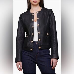 NWT Bagatelle collarless leather jacket